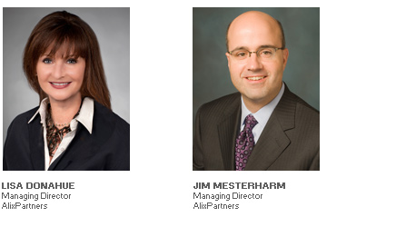 Photos of Lisa Donahue and Jim Mesterharm, Managing Directors, AlixPartners