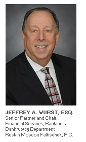 Photo of Attorney Jeffrey A. Wurst, Senior Partner and Chair - Financial Services, Banking & Bankruptcy Department - Ruskin Moscou Faltischek, P.C.